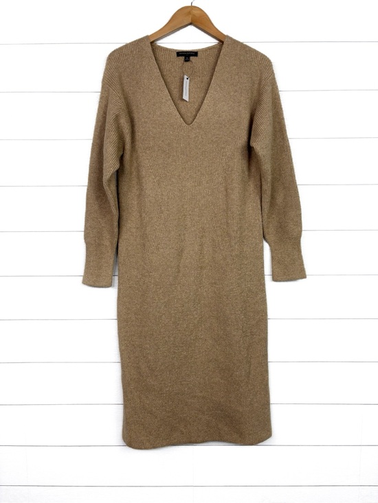 Banana Republic Factory Dresses & Skirts - NWT Banana Republic V Neck Midi Sweater Dress Tan Medium New
